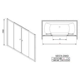 Шторка на ванну Radaway Vesta DWD 150 прозрачное стекло